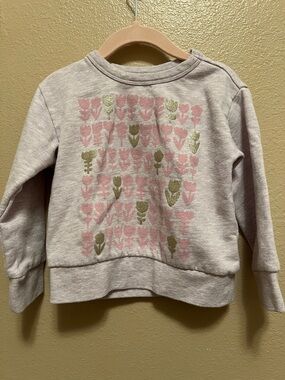 J. Crew light purple Sweatshirt with Gold Glitter and pink Floral Rows